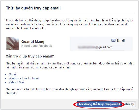 Thử yêu cầu quyền truy cập email lại