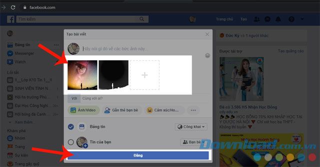 Tải và đăng ảnh lên Facebook