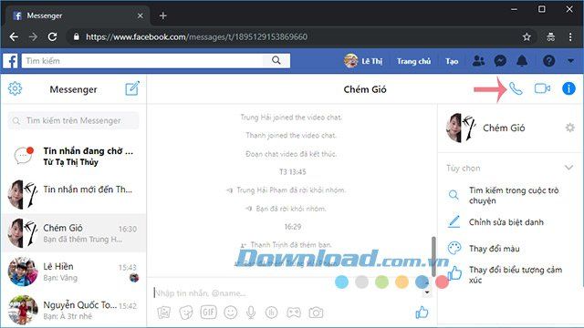 Thực hiện cuộc gọi nhóm trên Facebook Messenger