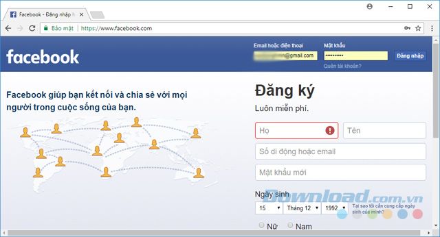 Đăng nhập vào Facebook