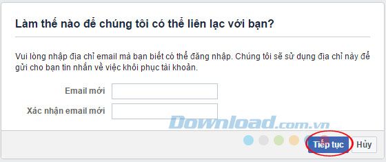 Cung cấp địa chỉ email mới