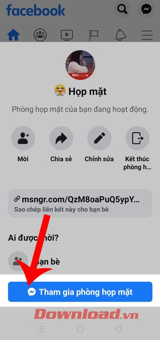 Ấn nút Tham gia để tham gia vào cuộc họp