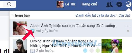 Thông báo tải Album ảnh Facebook