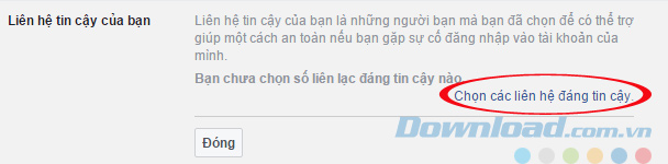 Chỉnh sửa danh sách liên hệ tin cậy