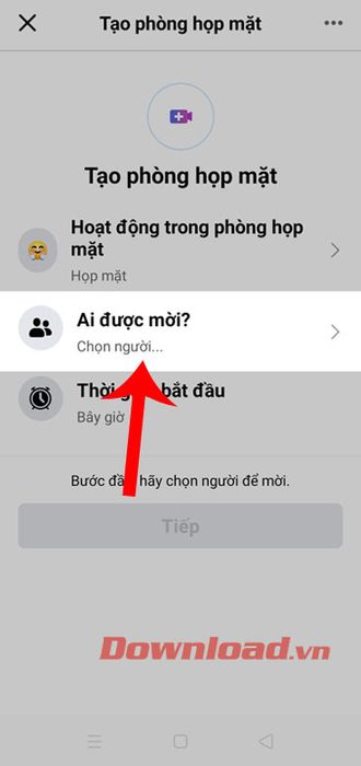 Chọn mục Ai được mời