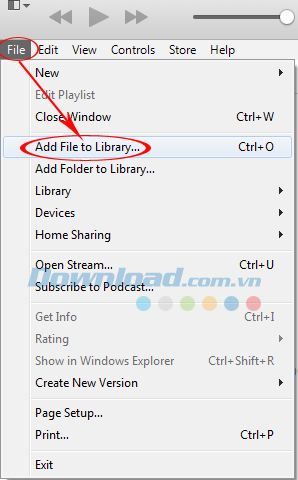 Nhấp vào File, chọn Add file to library