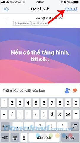 Hoàn thành việc đặt câu hỏi trên nền tảng mạng xã hội Facebook