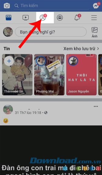 Click vào biểu tượng tài khoản