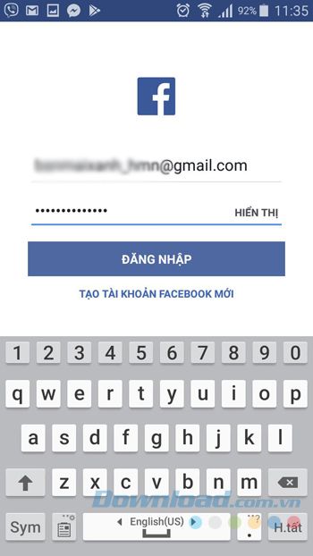 Đăng nhập vào Facebook bằng Gmail