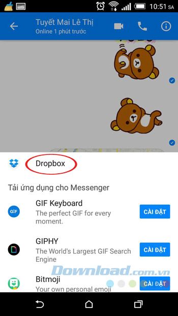 Nhấn vào Dropbox