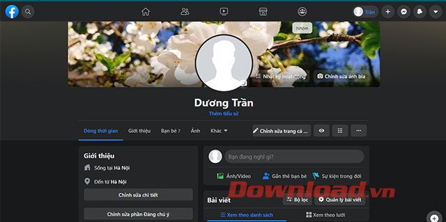 Giao diện của trang cá nhân trên Facebook năm 2020