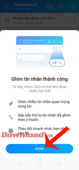 Nhấn vào nút Xong