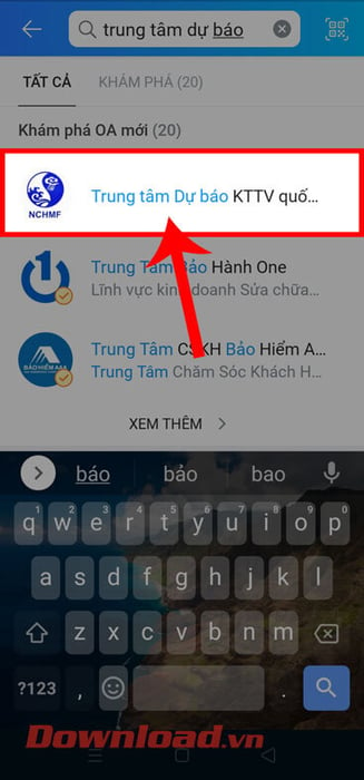 Tìm kiếm tài khoản Trung tâm dự báo KTTV quốc gia