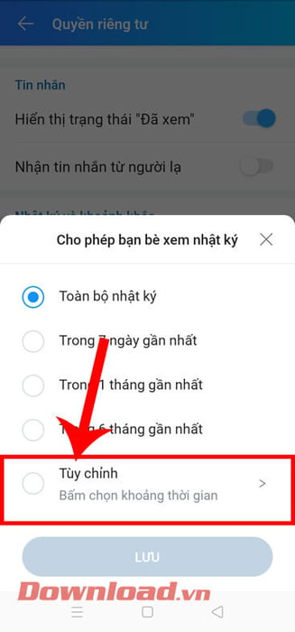 Chọn mục Tùy chỉnh