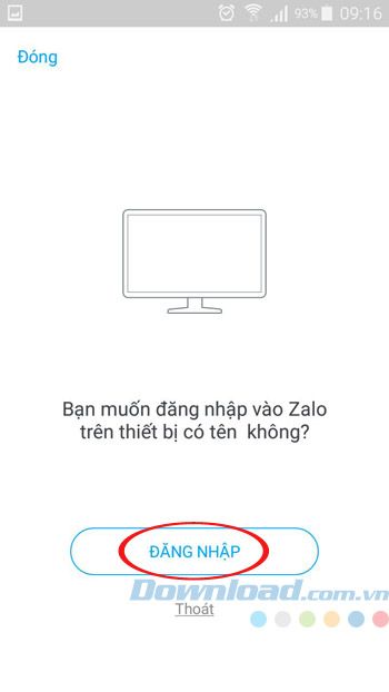 Đăng nhập vào ứng dụng Zalo