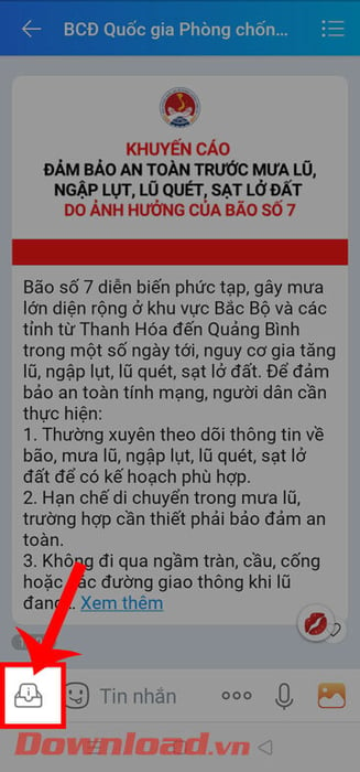 Chạm vào biểu tượng tiện ích