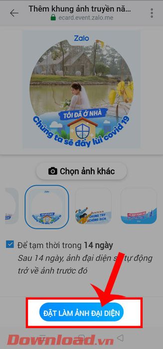 Chạm vào nút Đặt làm ảnh đại diện