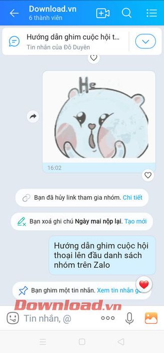 Tin nhắn đã được ghim thành công