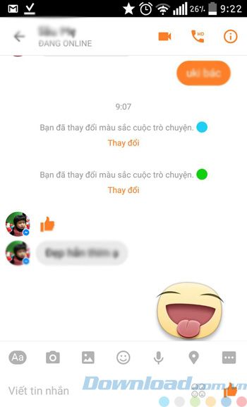 Bong bóng chat đã được thay đổi màu sắc