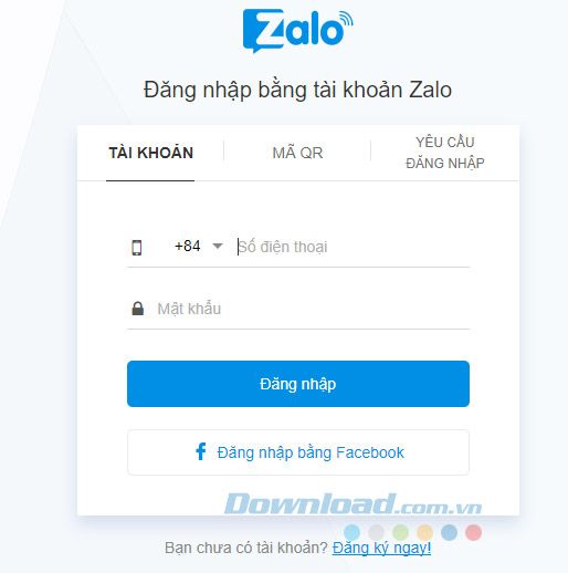 Đăng nhập vào Zalo Web