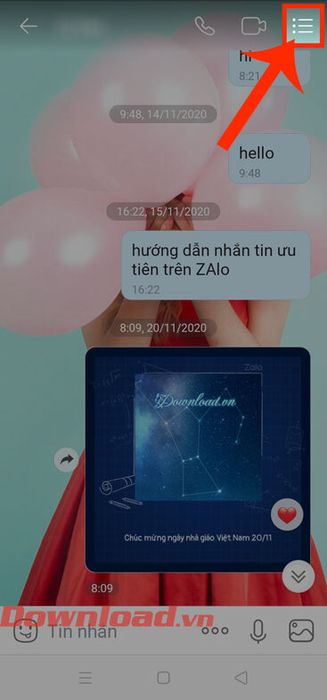 Click vào biểu tượng ba dấu gạch ngang