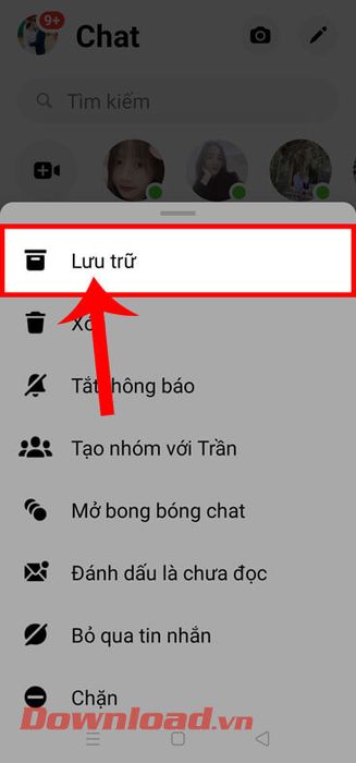 Chạm vào nút Lưu trữ