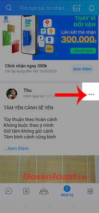 Chạm vào biểu tượng có ba chấm