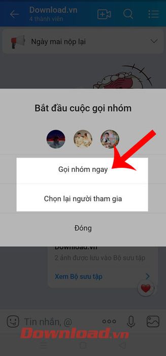 Nhấn vào phần Chọn lại người tham gia