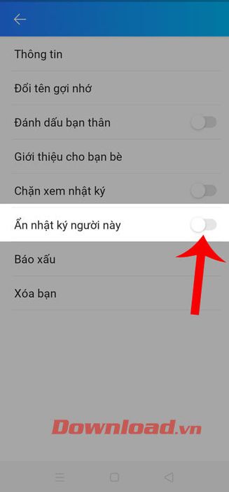 Chọn Ẩn nhật ký của người này