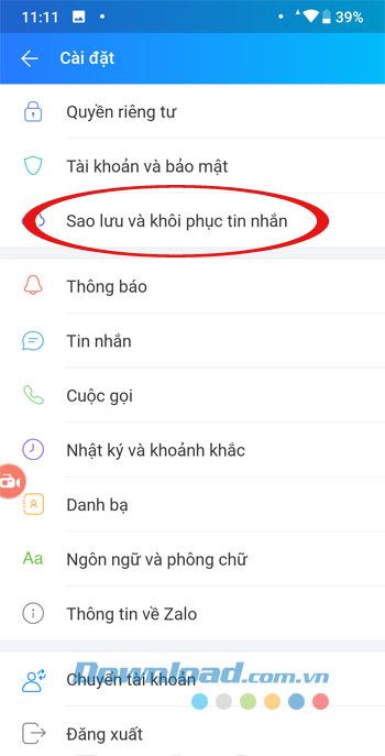 Sao lưu và khôi phục tin nhắn