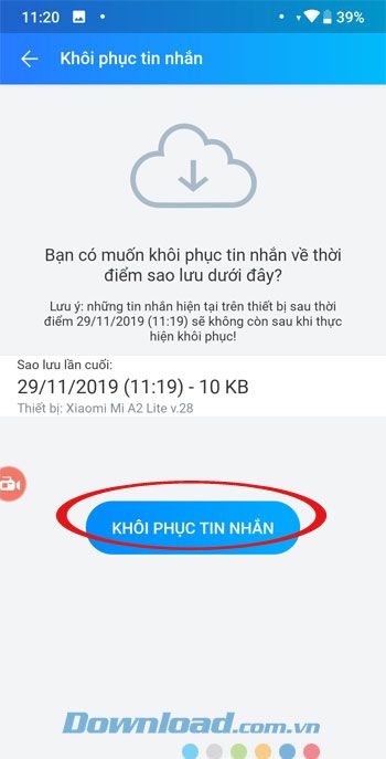 Khôi phục tin nhắn