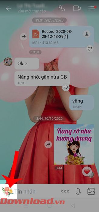 Chạm vào biểu tượng bó hoa