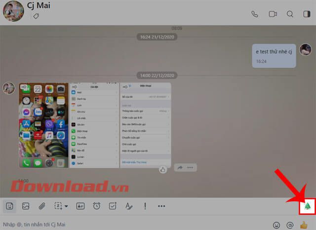 Nhấn vào biểu tượng cây thông