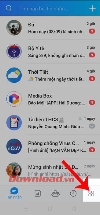 Chọn biểu tượng của mục Thêm