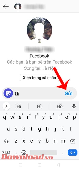 Soạn tin nhắn và nhấn nút Gửi