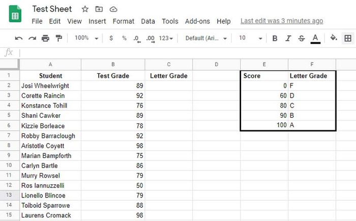 Cách sử dụng VLOOKUP trong Google Sheets