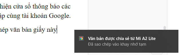 Văn bản đã được sao chép vào máy tính