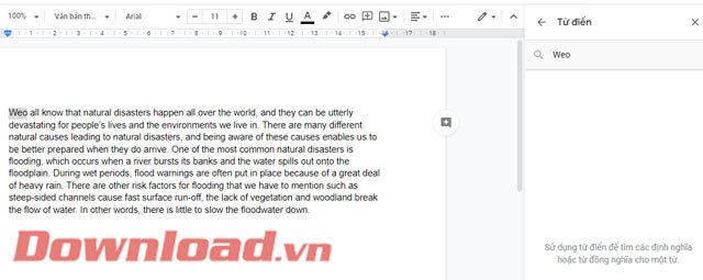 Tìm từ sai trên Google Docs