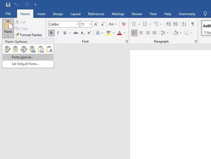 Paste Special trong Word