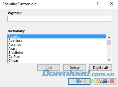 Tùy chỉnh từ điển trong Microsoft Word