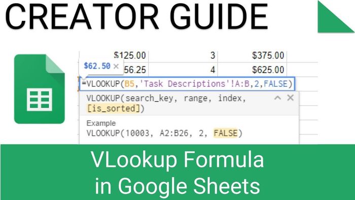 Cách sử dụng hàm VLOOKUP trên Google Sheets