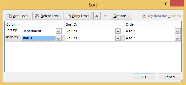 Thêm mức độ phân loại dữ liệu trong Excel