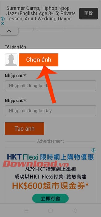 Nhấn Vào Nút Chọn Ảnh