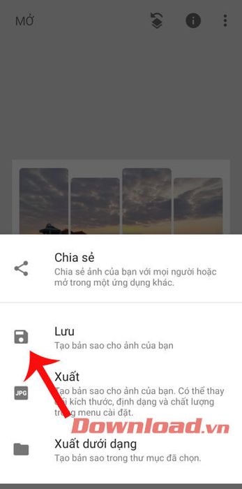 Bấm vào phần Lưu