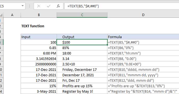 Hàm TEXT trong Microsoft Excel