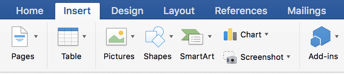 Tab Insert của Excel