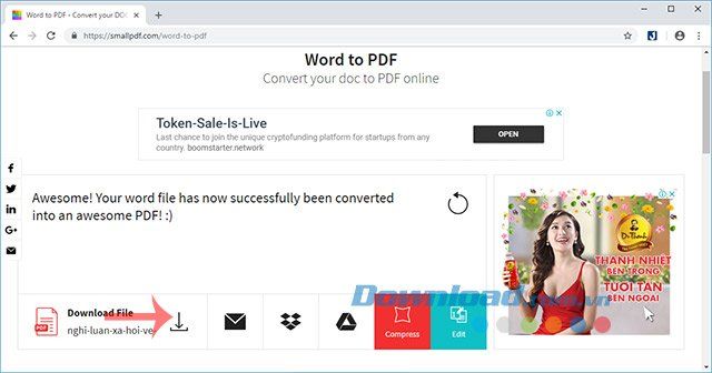 Tải file sau khi chuyển đổi từ Word sang PDF