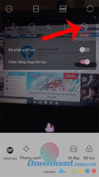 Chạm vào mục Cài đặt