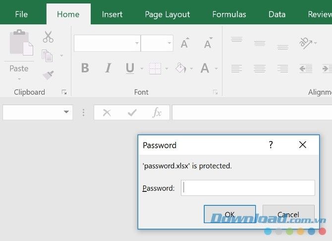 Hộp thoại nhập mật khẩu file Excel mỗi khi mở file