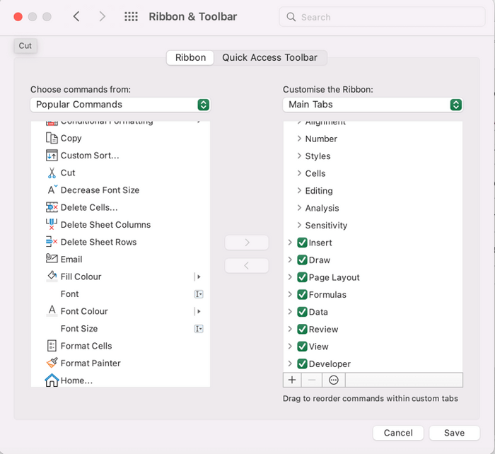 Tab Developer trên macOS